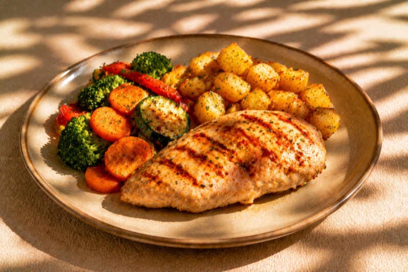 Pollo a la plancha con verduras